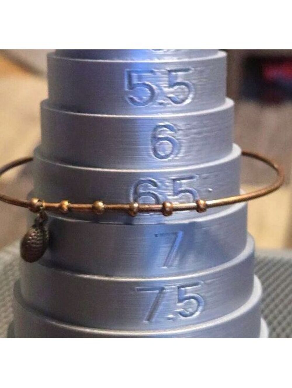 Copper Tone Beaded Bangle Bracelet with Charm